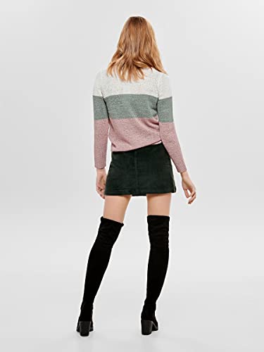 Only Onlgeena L/s Block Pullover Knt Noos suéter, Multicolor (Cloud Dancer Stripes: W. Chinois Green/Rose), 40 (Talla del Fabricante: Medium) para Mujer