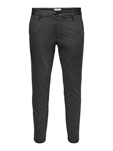 Only & Sons Onsmark 3727 Noos-Pantalones de Rayas, Gris Oscuro, 32W x 30L para Hombre