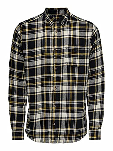 Only & Sons Onssimon Life LS Checked Flannel Shirt Camiseta, Azul Marino, S para Hombre