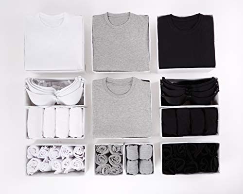 Organizador Cajones Grandes conjunto de 12 Divisores de Cajones Blancos para Almacenaje ropa de Casa Organizador Camisetas Organizador Ropa Interior Organizador de Armarios Organizadores de cajones