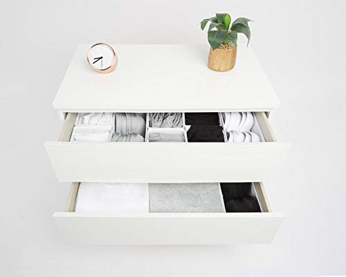 Organizador Cajones Grandes conjunto de 12 Divisores de Cajones Blancos para Almacenaje ropa de Casa Organizador Camisetas Organizador Ropa Interior Organizador de Armarios Organizadores de cajones