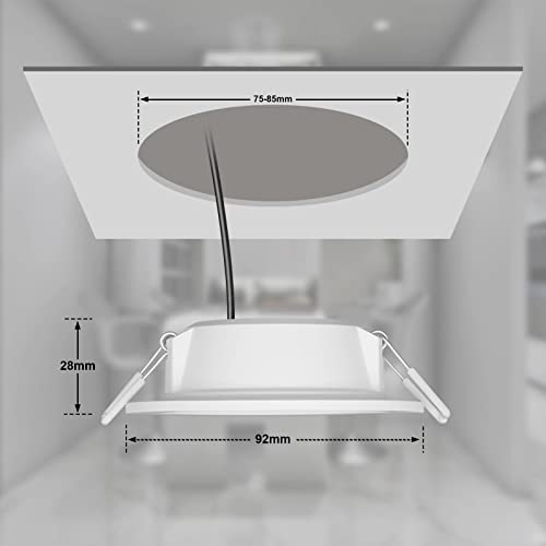 Pack 6x Panel Downlight Led, bapro 6W 450LM Led Redondo Plano, 220V, Blanc froid 6000K LED Empotrable Techo, IP44 LED Extraplano Redondo para Interior Salón Dormitorio Cocina Pasillo