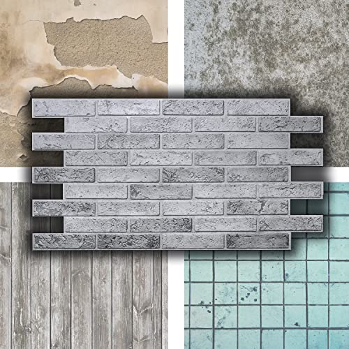 Paneles de pared de PVC 3D decorativos azulejos revestimiento - Gris ladrillo (10 piezas)