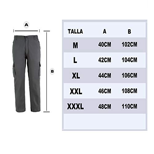 Pantalón de Trabajo para Adulto Blanco/Negro/Gris/Azul Marino Uniforme Laboral (XL, Gris)