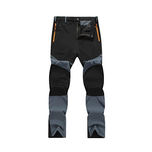 Pantalones de Trekking Hombre Pantalones de Softshell Pantalones Transpirable de Escalada Pantalones Impermeable Deportes Calentar Invierno Grueso Táctico Pantalones Xinan (L, Gris)