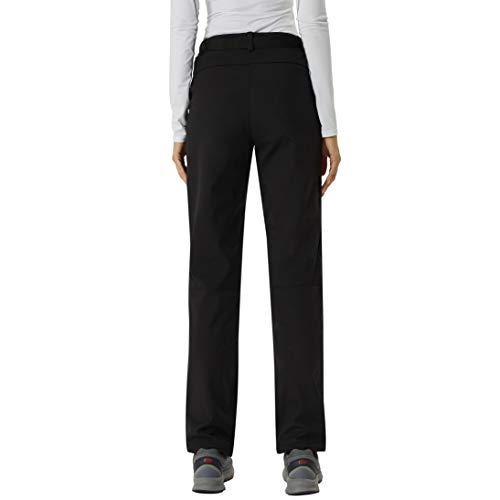 Pantalones Softshell para mujer, impermeables, elásticos para invierno, muy cálidos, de senderismo, esquí, escalada, camping, muletón polar, Otoño-Invierno, Mujer, color Negro , tamaño S