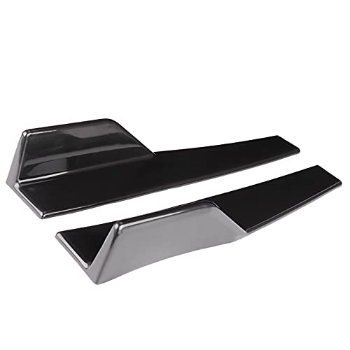 Par de faldón lateral universal divisor basculante difusor lateral Winglet Wing Kit de carrocería de coche negro brillante 17.7x3.3in