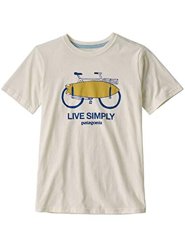 Patagonia Boys' Graphic Organic T-Shirt Camiseta, Niños, Live Simply Amphibious Bike: White Wash, S