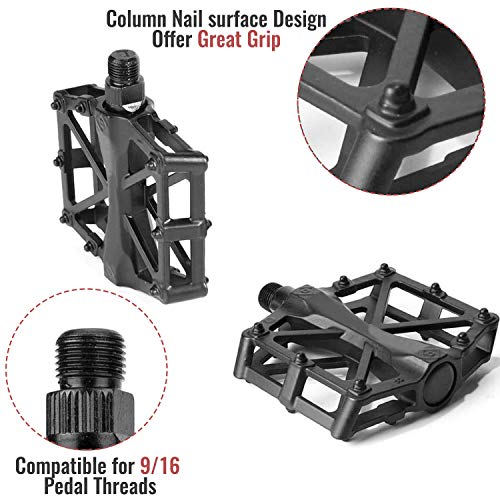 Pedales de bicicleta de montaña, pedales de aleación de aluminio de 9/16 pulgadas, antideslizantes, para bicicleta de montaña, de carreras y todos los tipos de bicicletas