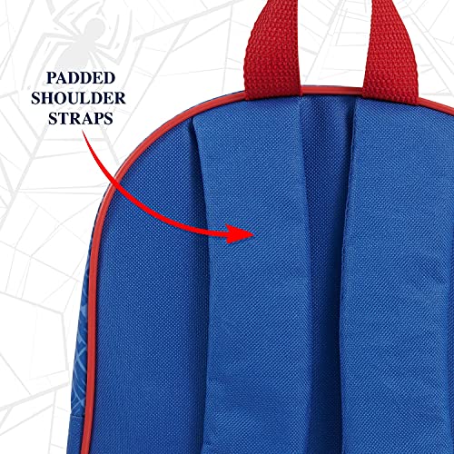 PERLETTI Mochila Escolar Spiderman para Niños 3 4 5 Años - Mochilita Niño para Guardería con Hombre Araña - Bolso Infantil Marvel Spider Man Viaje y Tiempo Libre Azul y Rojo - 30x24x10 cm