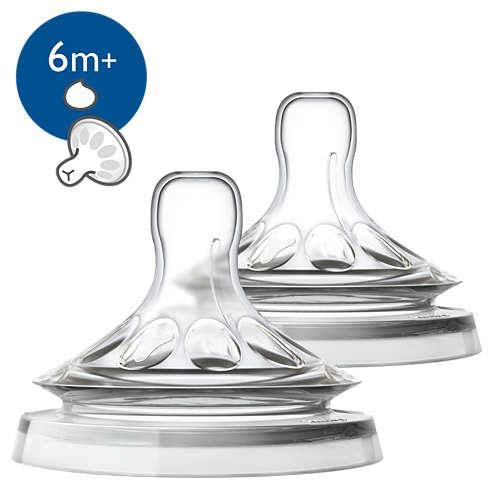 Philips Avent SCF046/27-2 - Tetinas natural para líquidos espesos, 6m+, con 1 agujero