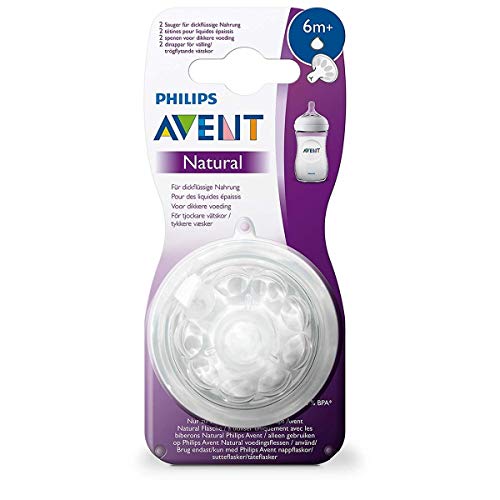 Philips Avent SCF046/27-2 - Tetinas natural para líquidos espesos, 6m+, con 1 agujero