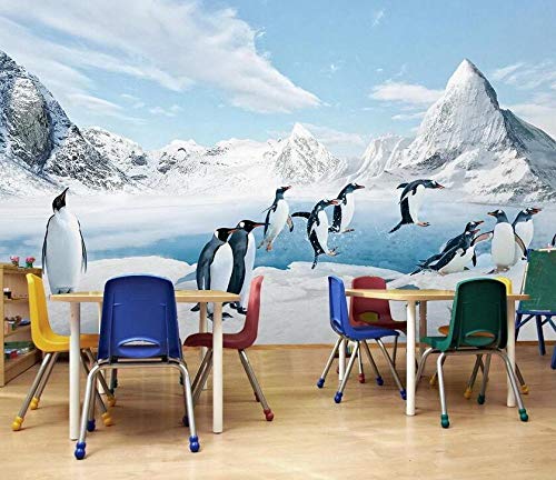 Pingüino antártico hielo y nieve animal fondo decoración de pared pintura-250 * 175cm