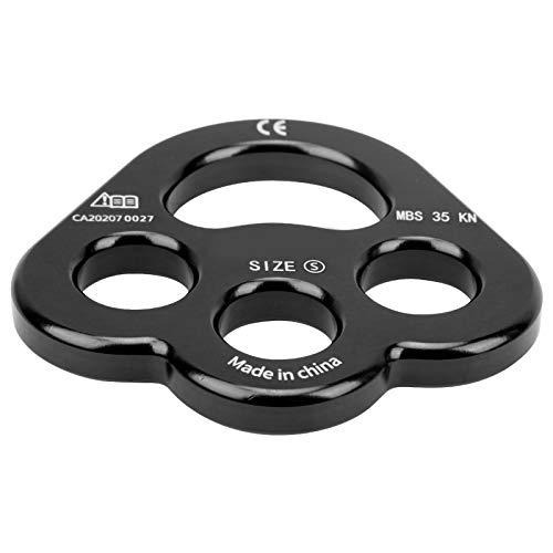 Placa de Fuerza, Forma Redonda Placa de Aparejo Duradera Resistente al Desgaste, 3 Orificios para Operaciones de Gran altitud para Equipos de Escalada Cuesta Abajo(Black)