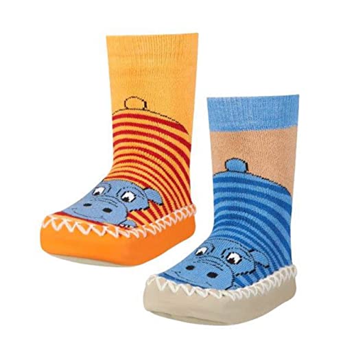 Playshoes Zapatillas con Suela Antideslizante Hippopotamus, Pantuflas Unisex niños, Azul Blau 7, 23/26 EU