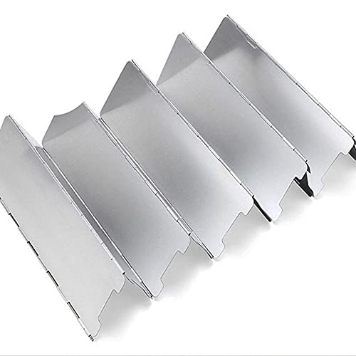 Plegable Parabrisas, Al Aire Libre Camping Estufa Parabrisas, Parabrisas Aluminio Plegable, Estufa de Gas Escudo Pantalla de Viento, Paravientos para Hornillo de Camping,10 Placas