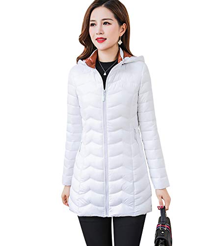 Plumas Mujer Outlet Abrigo Invierno Mujer Plumífero Largo Mujer Plumas Mujer Invierno Anorak Mujer Plumon Chaleco Plumas Mujer Largo Plumifero Ultraligero Mujer Plumas Ligeros Blanco L