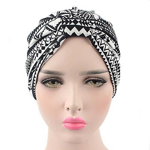 Pluto & Fox Gorra Beanie De Tela Algodón Tipo Pañuelo Turbante para Cabeza De Mujer para Cáncer Quimioterapia Chemo Oncológico Noche Pèrdida de Pelo Cabello 2 Unidades (Negro-Azul (2 Unidades), M-L)