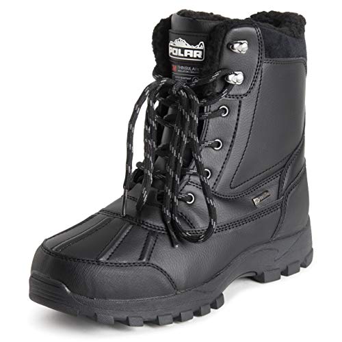 Polar Hombre Thinsulate Completamente Forrada Impermeable Profunda Huella Durable Caucho Shell Térmica Invierno Lluvia Botas De Nieve - Negro - UK10/EU44 - YC0693