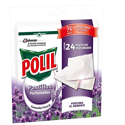 Polil® Pastillas Lavanda Fresca, Perfuma el armario y protege tu ropa, 24 Unidades