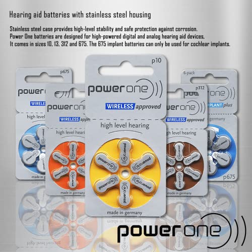 Power One 10 Packs (60 baterías) Power One Cochlear implant batería. 60 Pilas de Power One.