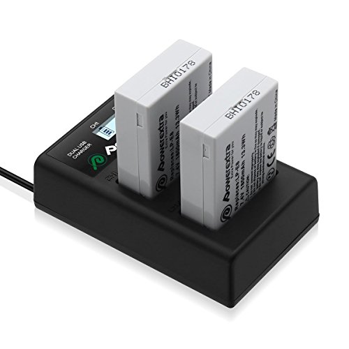 Powerextra 2 Baterías de Repuesto para LP-E8 1800mAh Li-Ion con Cargador Pantalla LCD para LP E8 Rebel T3i T2i T4i T5i EOS 600D 550D 650D 700D Kiss X5 X4 Kiss X6 LC-E8E