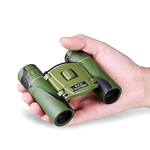 Prismáticos,8x21 Telescopio Binocular Mini Portátiles Compactos Ligeros para Adultos y Niños con Vidrio Óptico y Película FMC Verde para al Aire Libre Birding, Viaje, Turismo,Caza