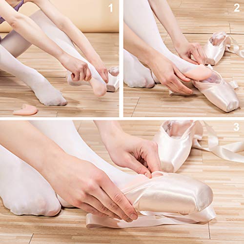 Protector Dedos Pie, Almohadillas de gel de silicona para dedos de los pies, con agujero transpirable, Ballet Pointe Zapatillas de Baile Zapatillas Tacones Altos Toe Cap Protector, 2 Pares (Blanco)