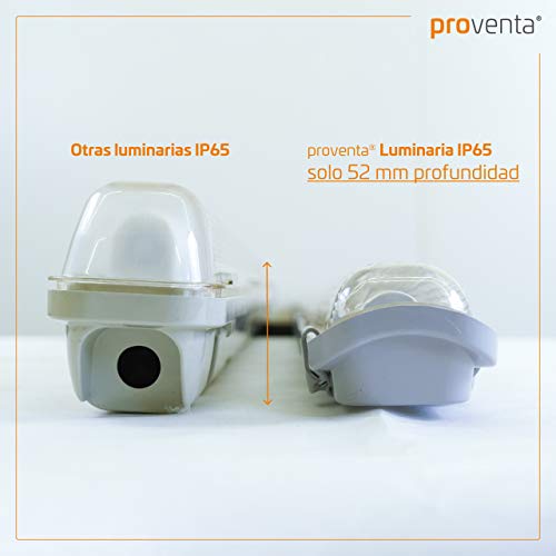 Proventa Luminaria pantalla estanca LED IP65 60 cm. Tubo LED incluido 4.000K 9W 1.080 lúmenes. Protección IK08. Clase energética A+