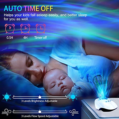 Proyector de Auroras Boreales para Niños,Proyector de Luz Nocturna Proyector Aurora Galaxia con Proyector Ocean Wave Control Remoto Bluetooth Bebé Niños Adultos Dormitorio Fiesta Regalo