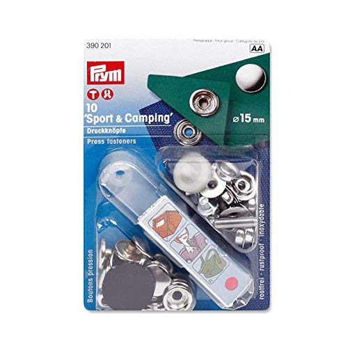 Prym 390201 Botón, Plata, 15 mm de diámetro, Set de 10 Piezas