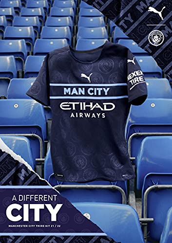 PUMA Hombre Manchester City Authentic Third Camiseta 21/22 Azul Marino/Blanco L