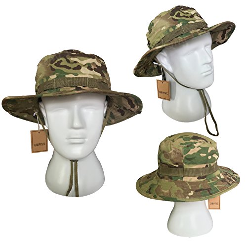 QMFIVE Tactical Boonie Hat, Sombrero Redondeado de Camuflaje Pescador Sun Protection Cap para Outdoor Climb Camping(CP)