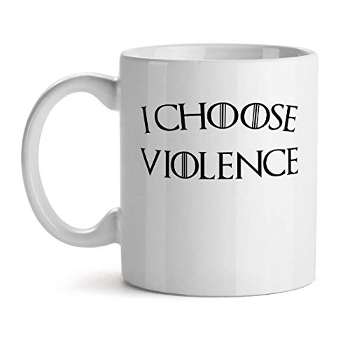 Rae Esthe Taza de café Elijo la Violencia Tema Got Famoso Vaso de cerámica Blanca Taza de té de café Taza para Navidad Festival de Acción de Gracias Regalo de Amigos