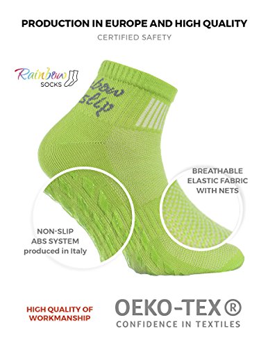 Rainbow Socks - Hombre Mujer Deporte Calcetines Antideslizantes ABS de Algodón - 1 Par - Gris - Talla 44-46