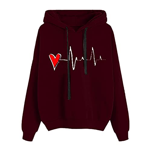 RainSund Sudadera Capucha Mujer - Camisetas Interiores Mujer Sudadera Roja con Capucha Ropas Baratas Mujer Pullover Tops Blusa Calle