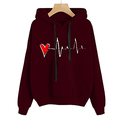 RainSund Sudadera Capucha Mujer - Camisetas Interiores Mujer Sudadera Roja con Capucha Ropas Baratas Mujer Pullover Tops Blusa Calle