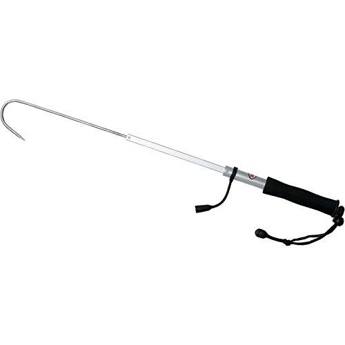 Rapala Telescópico ProGuide Fishing Gaff-Garfio Aluminio-Material de Pesca Ligero-con Protector de Anzuelo, Unisex-Adult, Gris/Negro, 60cm Extendido y 25cm Plegado