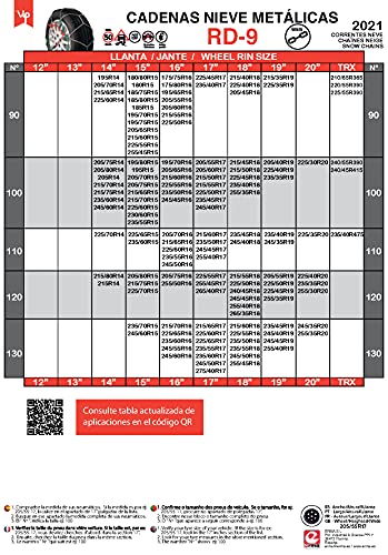 RD9 - Cadenas de nieve metálicas RD9 mm talla Nº 120