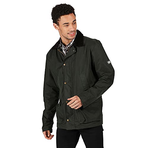 Regatta Wax Chaqueta encerada repelente al agua, con ribete de pana en el cuello Jackets Non-Waterproof, Hombre, Dark Khaki, S