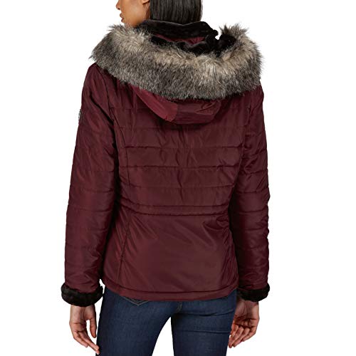 Regatta Westlynn WaterRepellent High Shine Fabric Thermoguard Insulation Taffeta Lined Luxury Faux Fur Trim Coat Jacket, Dark Burgundy, 46 Womens