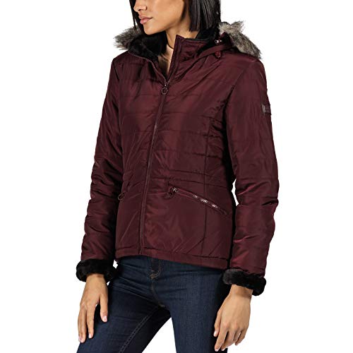 Regatta Westlynn WaterRepellent High Shine Fabric Thermoguard Insulation Taffeta Lined Luxury Faux Fur Trim Coat Jacket, Dark Burgundy, 46 Womens