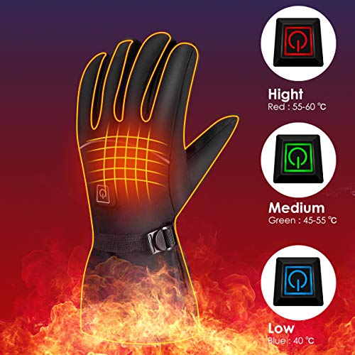 Rehomy Guantes Calefactables Guantes de Invierno Calentadores de Manos Eléctricos con Batería con 3 Niveles de Temperatura para Esquiar Escalada Senderismo Ciclismo Snowboard