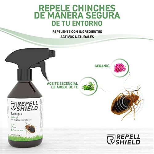 RepellShield Spray Antiacaros Colchón, Alfombras y Sofás - Spray Anti Acaros, Chinches y Más - Alternativa Ecológica a Bomba de Humo y Bomba Insecticida Insectos - Ahuyentador Chinches de Cama, 250ml