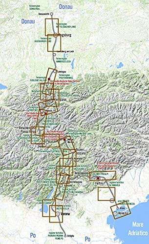 Reschenpass hasta Trento 12-17/30 en la Vía Claudia Augusta - 3 mapas históricos cada uno + 1 actual lleno de consejos de excursiones y experiencias de vacaciones - "4 mapas a través de los milenios"