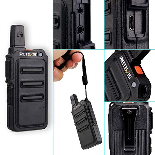 Retevis RT619 Walkie Talkie Profesional, PMR 446 sin Licencia 16 Canales, VOX 50CTCSS/210DCS, Mini Walkie Talkie Recargable, Walky Talky con Auriculars para Familia, Viajes(Negro, 2 Par)