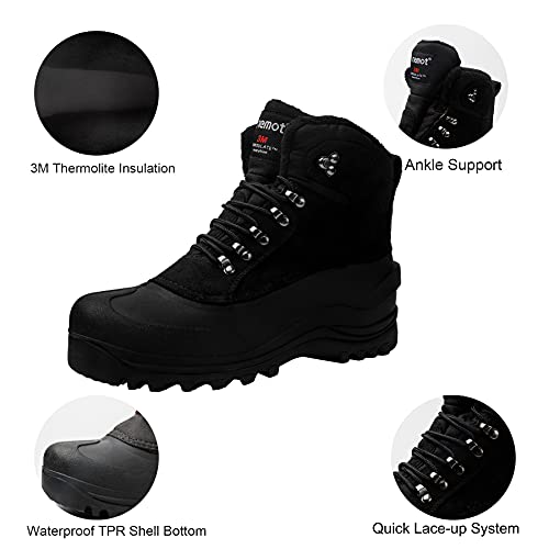 riemot Botas Nieve Mujer Hombre Invierno Botas montaña Impermeables Trekking Zapatos Cálido Forro de Piel Antideslizante, botines hombre mujer invierno EU 37-47, Mujer Negro EU 39