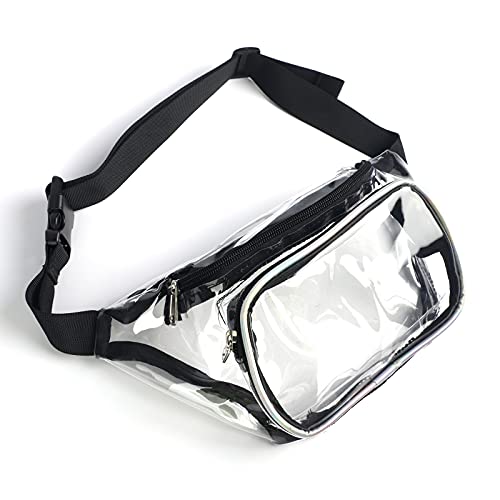 Riñonera Transparente Riñoneras Resistentes al Agua para Hombres y Mujeres Riñonera para Festivales Riñoneras para Correr con riñonera de Moda Ajustable para Senderismo Ciclismo al Aire Libre (Black)