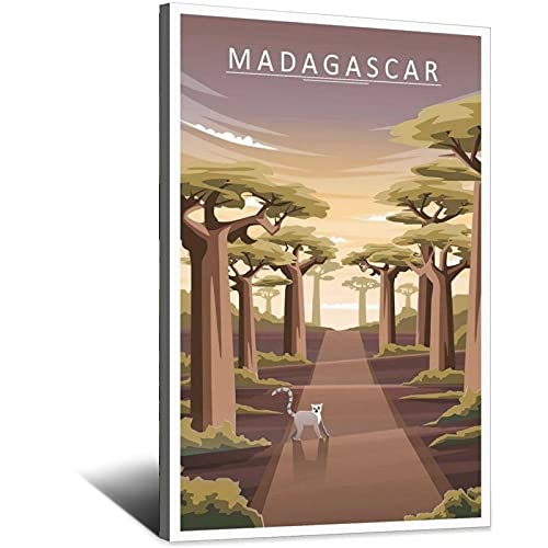 RMLKS Póster de Madagascar, avenida de los baobabs, póster vintage de viaje para habitación decorativa de pared