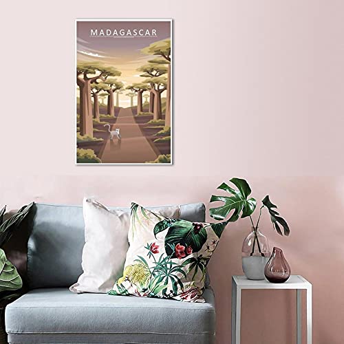 RMLKS Póster de Madagascar, avenida de los baobabs, póster vintage de viaje para habitación decorativa de pared